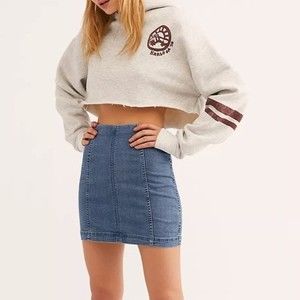FREE People Modern Femme Blue Jean Denim Mini Skirt